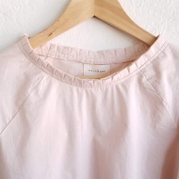 Melloday Bow Tie Bell Sleeve Blouse 100% Cotton Pl - Picture 3 of 8